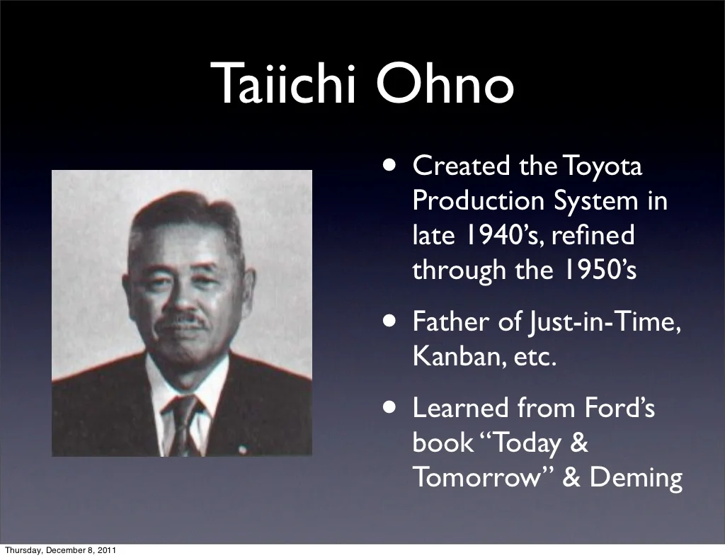 Taiichi Ohno — father of the Toyota Production System and Kanban